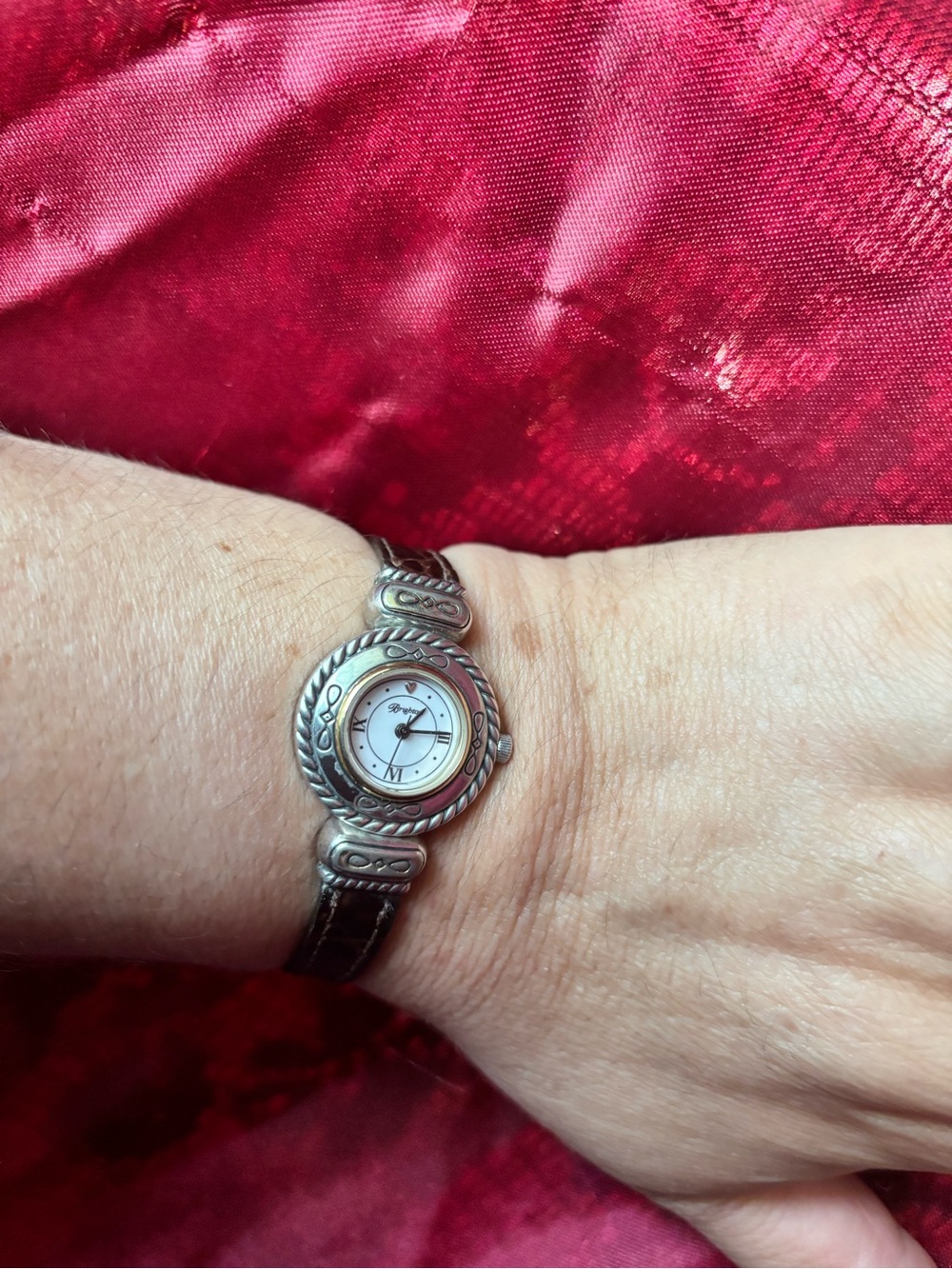 Brighton two-ToneDecorative Women'sWatchGenuine🤎Leather brown needs battery